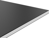Image of Specification. Front orientation. Black. Color-Contrasting Engravable HDPE Sheets, White Core, Opaque.