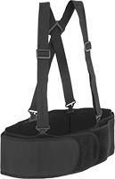 Image of Product. Front orientation. Back-Support Belts. Belt with Shoulder Straps and Lumbar Support and Pad.