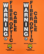 Image of Product. Front orientation. Labels. Buried Utility Marker Labels, Warning—Fiberoptic Cable.