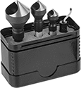 Image of Product. Front orientation. Countersinks. Fluteless Smooth-Finish Hex-Bit Countersink Sets for Screws.