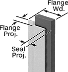 Image of Specification. Front orientation. Contains Annotated. Weatherstripping. Noise-Damping Frame-Mount Weatherstripping, Flat Weatherstripping Seal.