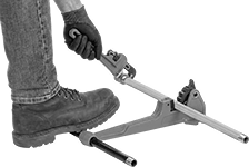 Image of ProductInUse. Shown on Floor. Front orientation. Vises. Easy-Carry Pipe Vises.