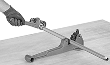 Image of ProductInUse. Shown on Benchtop. Front orientation. Vises. Easy-Carry Pipe Vises.