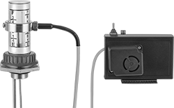 Image of ProductInUse. Remote-Mount Alarm Shown with Gauge. Front orientation. Liquid-Level Gauge Alarms. Liquid-Level Gauges for Drums, Remote, Alarms.