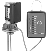 Image of ProductInUse. Remote-Reading Display Shown with Gauge. Front orientation. Liquid-Level Gauge Alarms. Liquid-Level Gauges for Drums, Remote-Reading Displays.
