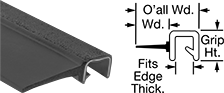 Image of Product. Front orientation. Contains Annotated, MultipleImages. Edge Seals. Water- and Weather-Resistant Rubber Push-On Edge Seals with Foam Rubber Wiper, Style A.