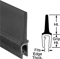Image of Product. Front orientation. Contains Annotated, MultipleImages. Edge Seals. Water- and Weather-Resistant Rubber Push-On Edge Seals with Foam Rubber Wiper, Style C.