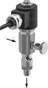 Image of Product. Front orientation. Contains Annotated. Flow-Adjustment Valves. Electrically Operated Flow-Adjustment Valves, Side Inlet.
