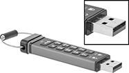 Image of Product. Front orientation. Contains Inset. Flash Drives. Encrypted Flash Drives, USB-A.