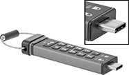 Image of Product. Front orientation. Contains Inset. Flash Drives. Encrypted Flash Drives, USB-C.