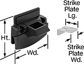 Image of Product. Front orientation. Contains Annotated. Push-to-Close Latches. Vibration-Resistant Push-to-Close Latches with Handle, Style 5.