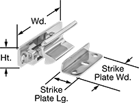 Image of Product. Front orientation. Contains Annotated. Push-to-Close Latches. Vibration-Resistant Push-to-Close Latches with Handle, Style 4.