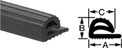 Image of Product. Front orientation. Contains Annotated, MultipleImages. Edge Seals. High-Temperature Hollow Rubber Surface-Mount Edge Seals, Style B.