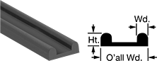 Image of Product. Front orientation. Contains Annotated, MultipleImages. Edge Seals. High-Temperature Rubber Surface-Mount Edge Seals, Style A.