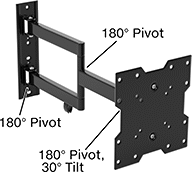 Image of Product. Style H. Front orientation. Contains Annotated. Monitor Mounts. Wall Monitor Mounts, Extendable, Screw-On Base, Style H.