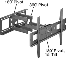 Image of Product. Style D. Front orientation. Contains Annotated. Monitor Mounts. Wall Monitor Mounts, Extendable, Screw-On Base, Style D.