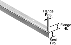 Image of Product. Vinyl Plastic Flat Weatherstripping Seal. Front orientation. Contains Annotated. Weatherstripping. Bottom-Mount Weatherstripping, Flat Weatherstripping Seal, Vinyl Plastic Seal.