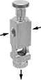 Image of Product. Front orientation. Contains Annotated. Flow-Adjustment Valves. Flow-Adjustment Valves, 2 Side Inlets.