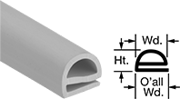 Image of Product. Front orientation. Contains Annotated, MultipleImages. Edge Seals. Water-Resistant Hollow Rubber Surface-Mount Edge Seals.