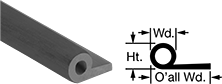 Image of Product. Front orientation. Contains Annotated, MultipleImages. Edge Seals. Water- and Weather-Resistant Hollow Rubber Flange-Mount Edge Seals, Style B.