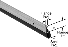 Image of Product. Front orientation. ZoomedIn view. Contains Annotated. Weatherstripping. Bottom-Mount Weatherstripping, Bulb Weatherstripping Seal.