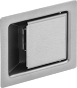 Image of Product. Style 1. Front orientation. Push-to-Close Latches. Paddle-Handle Push-to-Close Latches, Style 1—Mortise Mount (Screw On).