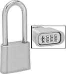 Image of Product. Front orientation. Contains Inset. Padlocks. Weather-Resistant Extra-Clearance Resettable Combination Padlocks, Style A.
