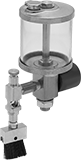 Image of Product. Front orientation. Oil Dispensers. Electrically Operated Oil Dispensers with Flow-Adjustment Valve and Brush.