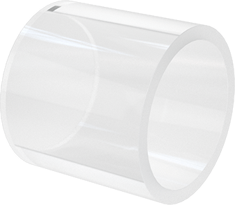 Image of Product. Front orientation. Pressure-Rated Borosilicate Glass Tube, 1-3/4" OD, 1-15/32" ID, 1-5/8" Long.