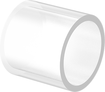 Image of Product. Front orientation. Pressure-Rated Borosilicate Glass Tube, 1-3/4" OD, 1-15/32" ID, 1-5/8" Long.