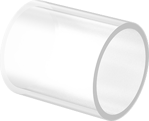 Image of Product. Front orientation. Pressure-Rated Borosilicate Glass Tube, 3-1/2" OD, 3-1/16" ID, 4" Long.