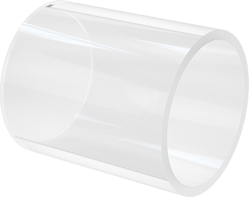 Image of Product. Front orientation. Pressure-Rated Borosilicate Glass Tube, 4-1/4" OD, 3-3/4" ID, 5" Long.