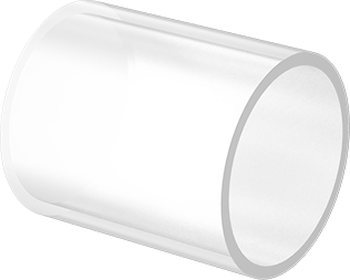 Image of Product. Front orientation. Pressure-Rated Borosilicate Glass Tube, 4-1/4" OD, 3-3/4" ID, 5" Long.