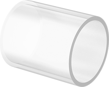 Image of Product. Front orientation. Pressure-Rated Borosilicate Glass Tube, 5-1/2" OD, 5" ID, 7" Long.
