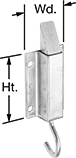 Image of Product. Front orientation. Contains Annotated. Slide-Bolt Latches. Spring-Loaded Slide-Bolt Latches, With Hook Pull.