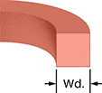 Image of Attribute. Front orientation. CrossSection view. Contains Annotated. O-Rings. Square-Profile High-Temperature Silicone O-Rings.