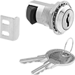 Image of Product. Front orientation. Push-to-Close Latches. Keyed Push-to-Close Locking Latches, Through-Hole Mount—Screw On, Opens With Key.