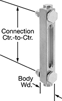 Image of Product. Front orientation. Contains Annotated. Liquid-Level Gauges. High-Pressure Oil-Level Indicators, Screw In/Through-Wall Mount.