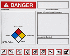 Image of Product. Front orientation. ZoomedIn view. Labels. Globally Harmonized System (GHS) Labels with Peel-and-Stick Symbols , Blank, Danger.