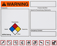 Image of Product. Front orientation. ZoomedIn view. Labels. Globally Harmonized System (GHS) Labels with Peel-and-Stick Symbols , Warning, Blank.