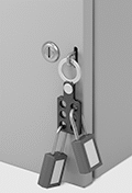 Image of ProductInUse. (Padlocks Not Included). Front orientation. Lockouts. Lockout Hasps.