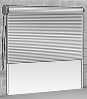 Image of ProductInUse. Front orientation. Roll-Up Doors. Manual Steel Roll-Up Doors.