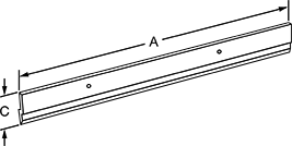 Image of Attribute. Length A and Length C. Front orientation. Contains Annotated. Cut-to-Size Lift-Off Panel Hanging Brackets.