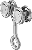 Image of Product. Front orientation. Door Tracks and Fittings. Curved Roller Tracks for Doors, Curtains, and Strip Doors, Hangers with Eyebolt.