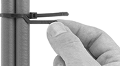 Image of ProductInUse. Front orientation. Cable Ties. Easy-Removal Cable Ties, Tear-Off Release.