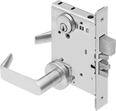 Image of Product. Front orientation. Door Handles and Knobs. Pry-Resistant High-Traffic Key-Locking Door Handles.