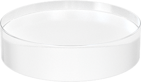 Image of Product. Bottom orientation. Clear Scratch- and UV-Resistant Cast Acrylic Disc, 1/2" Long, 2" Diameter.