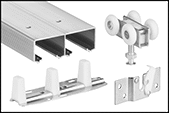 Image of Product. Front orientation. Contains Border. Door Tracks and Fittings. Roller Track Kits for Bypassing Doors, 125 lb. Track Capacity.
