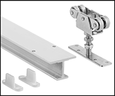 Image of Product. Front orientation. Contains Border, MultipleImages. Door Tracks and Fittings. I-Beam&nbsp;Roller Track Kits for Doors, 150 lb. Track Capacity.