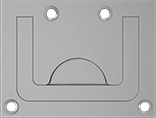 Image of Product. Style 8. Front orientation. Pull Handles and Knobs. Unthreaded Through-Hole-Mount Recessed Folding Pull Handles with Mounting Plate, Style 8—Rectangular Grip.
